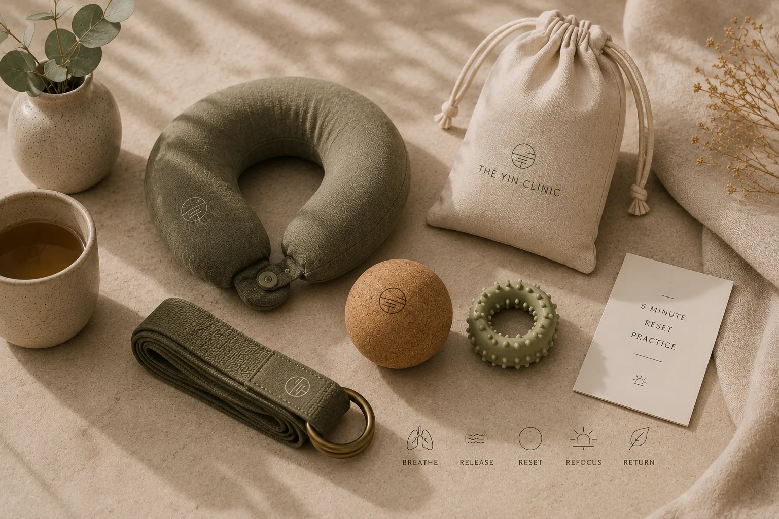 Reset ritual goods on a linen surface